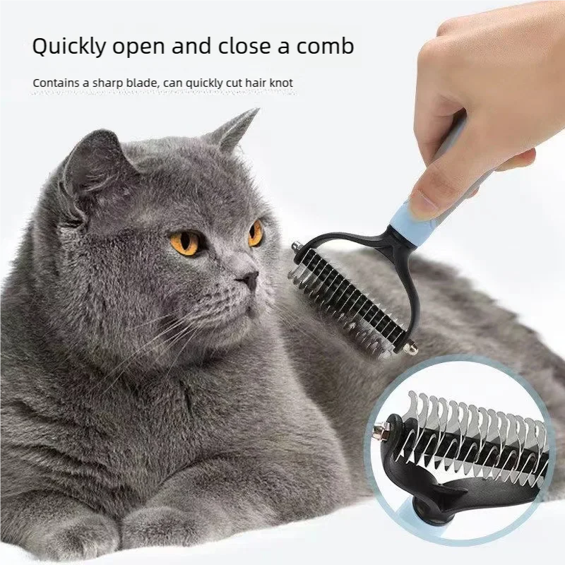 PawEase™ 2-in-1 Pet Deshedding & Dematting Brush – Double-Sided Stainless Steel Grooming Comb for Dogs & Cats