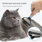 PawEase™ 2-in-1 Pet Deshedding & Dematting Brush – Double-Sided Stainless Steel Grooming Comb for Dogs & Cats
