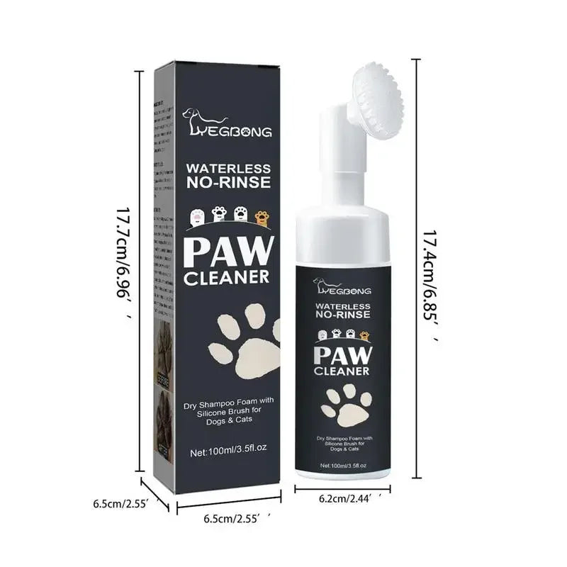PawClean™ Waterless Paw Cleaner Foam for Dogs & Cats – No-Rinse Silicone Brush