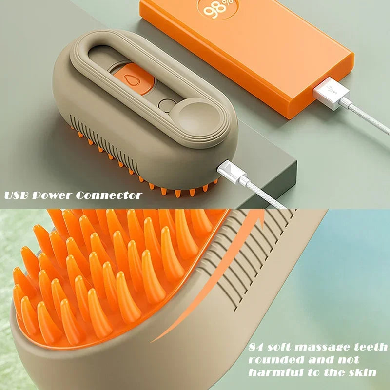 PawEase™ 3-in-1 Steam Pet Grooming Brush – Deshedding, Mist Spray & Massage Comb for Cats & Dogs