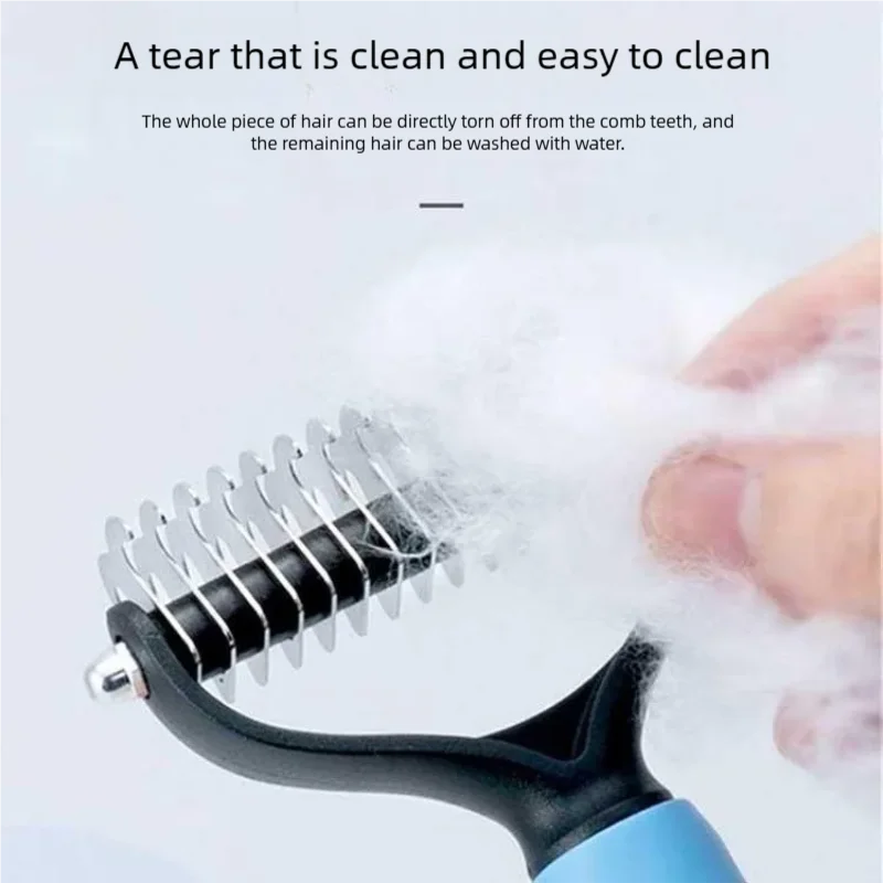 PawEase™ 2-in-1 Pet Deshedding & Dematting Brush – Double-Sided Stainless Steel Grooming Comb for Dogs & Cats