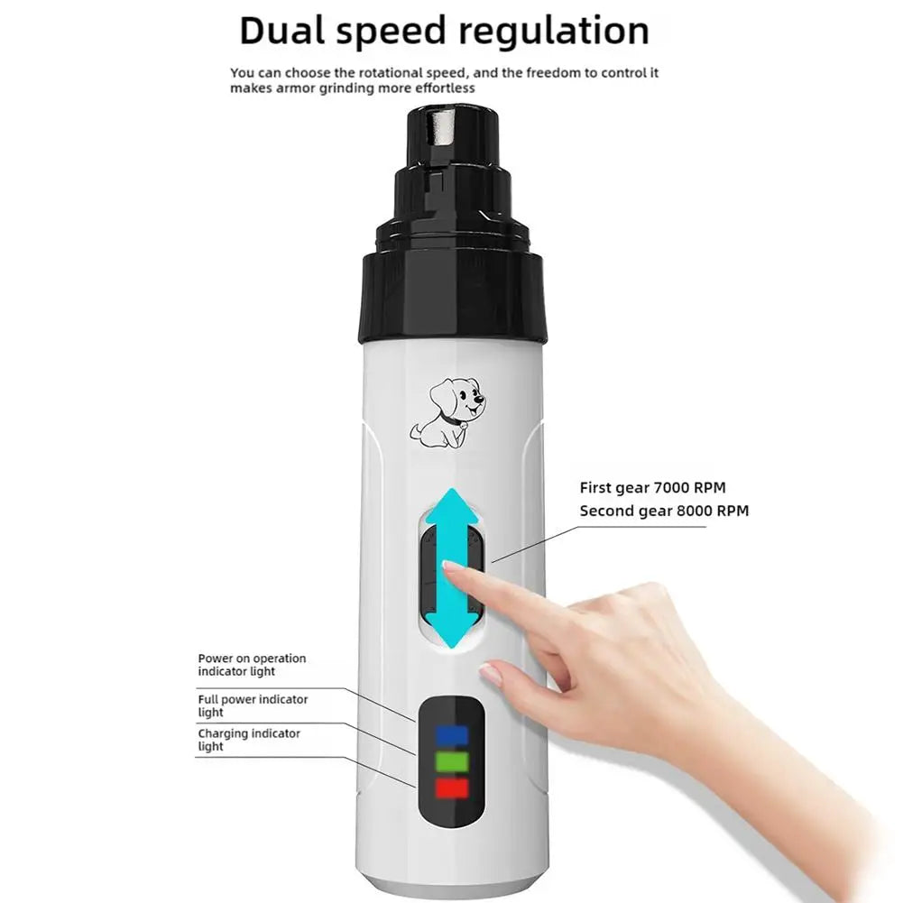 PawTrim Pro™ Electric Pet Nail Grinder – Quiet USB Rechargeable Nail Trimmer for Dogs & Cats