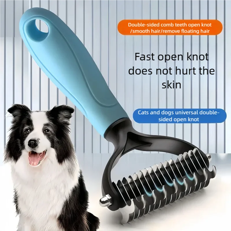 PawEase™ 2-in-1 Pet Deshedding & Dematting Brush – Double-Sided Stainless Steel Grooming Comb for Dogs & Cats