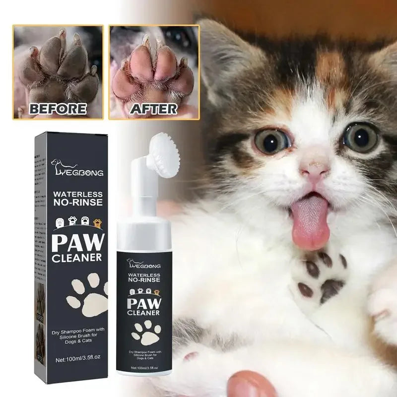 PawClean™ Waterless Paw Cleaner Foam for Dogs & Cats – No-Rinse Silicone Brush