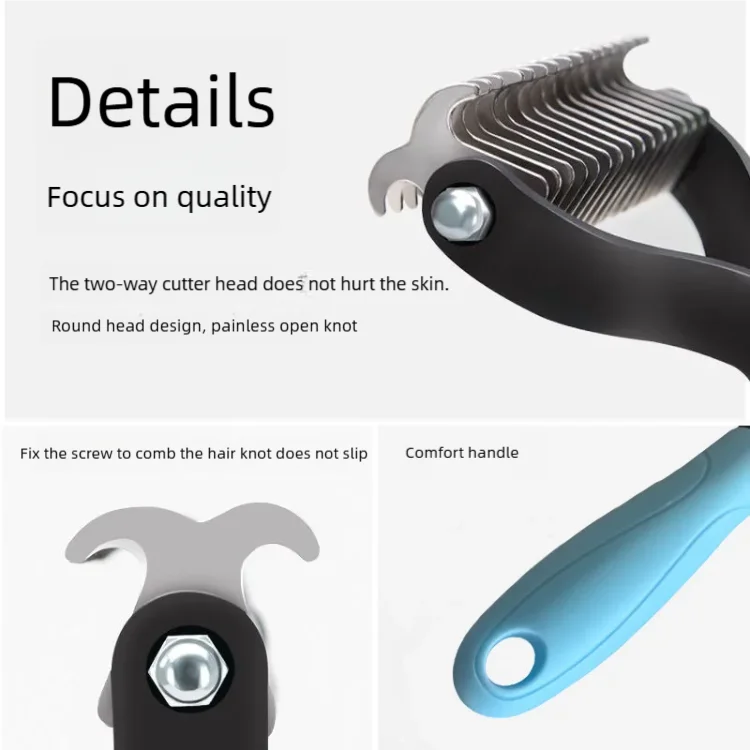 PawEase™ 2-in-1 Pet Deshedding & Dematting Brush – Double-Sided Stainless Steel Grooming Comb for Dogs & Cats