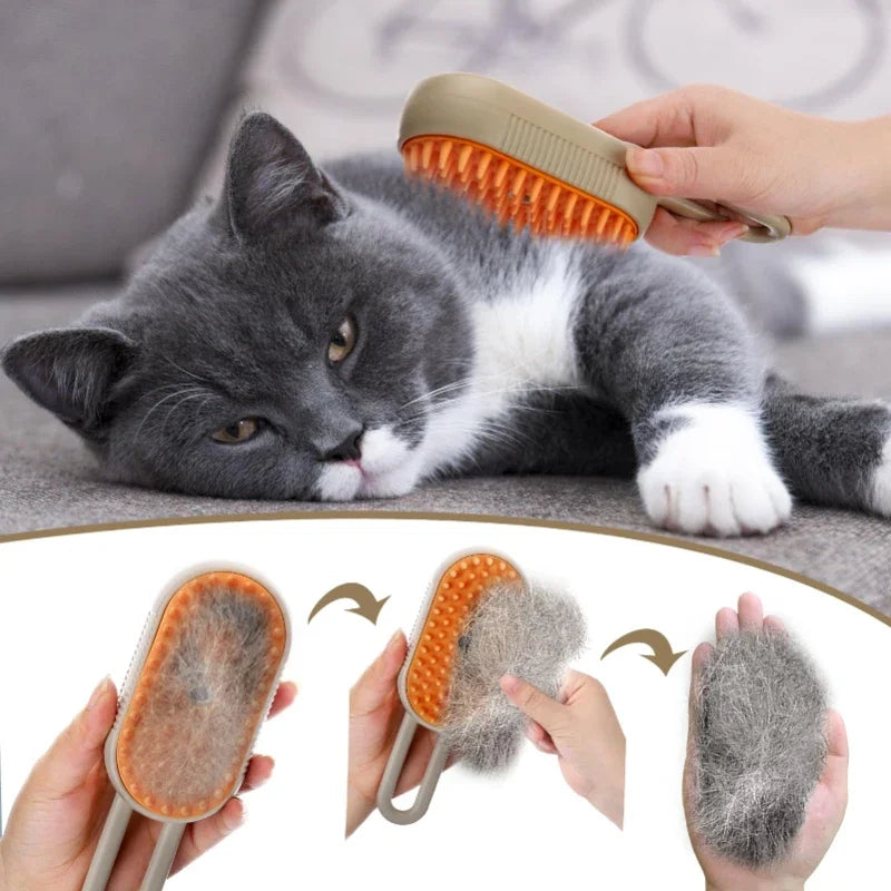 PawEase™ 3-in-1 Steam Pet Grooming Brush – Deshedding, Mist Spray & Massage Comb for Cats & Dogs
