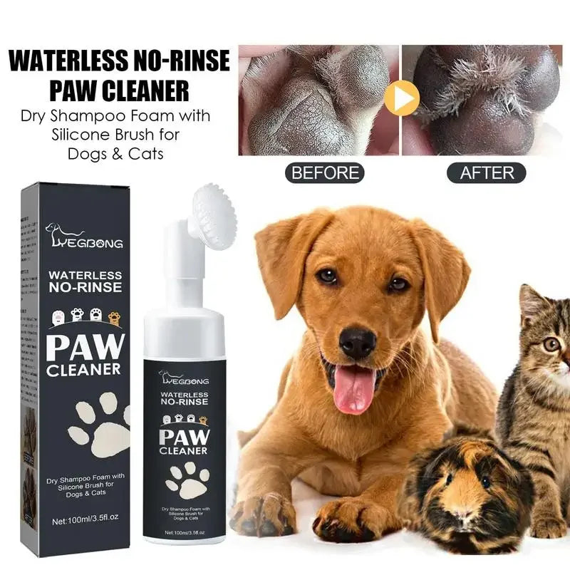 PawClean™ Waterless Paw Cleaner Foam for Dogs & Cats – No-Rinse Silicone Brush