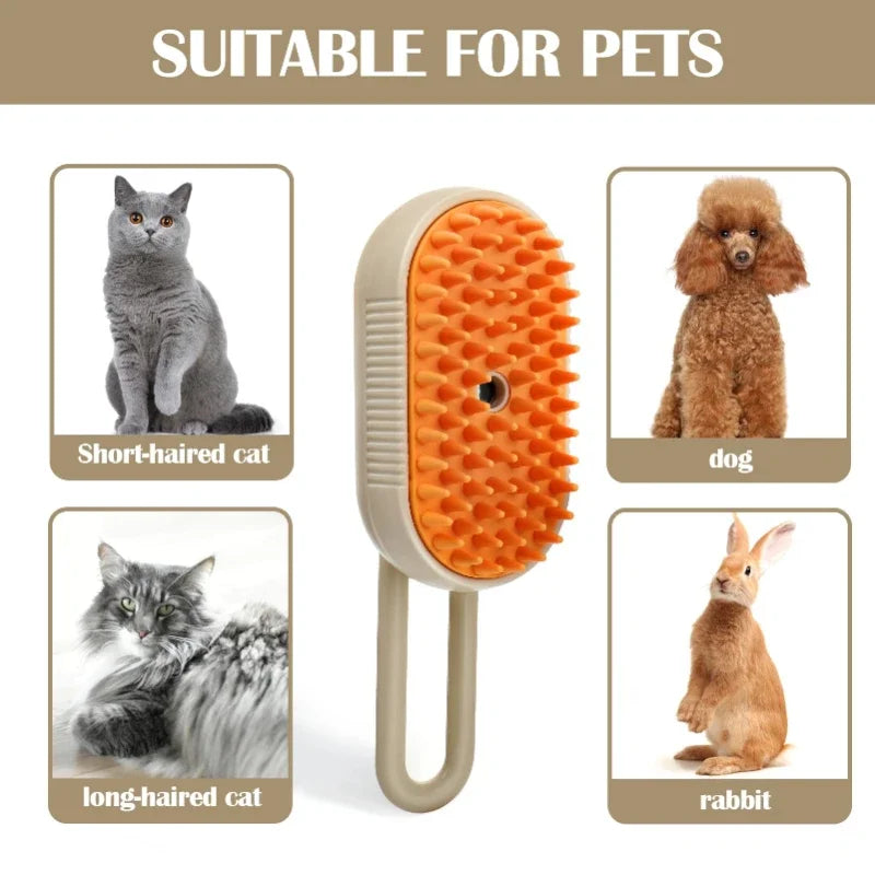 PawEase™ 3-in-1 Steam Pet Grooming Brush – Deshedding, Mist Spray & Massage Comb for Cats & Dogs