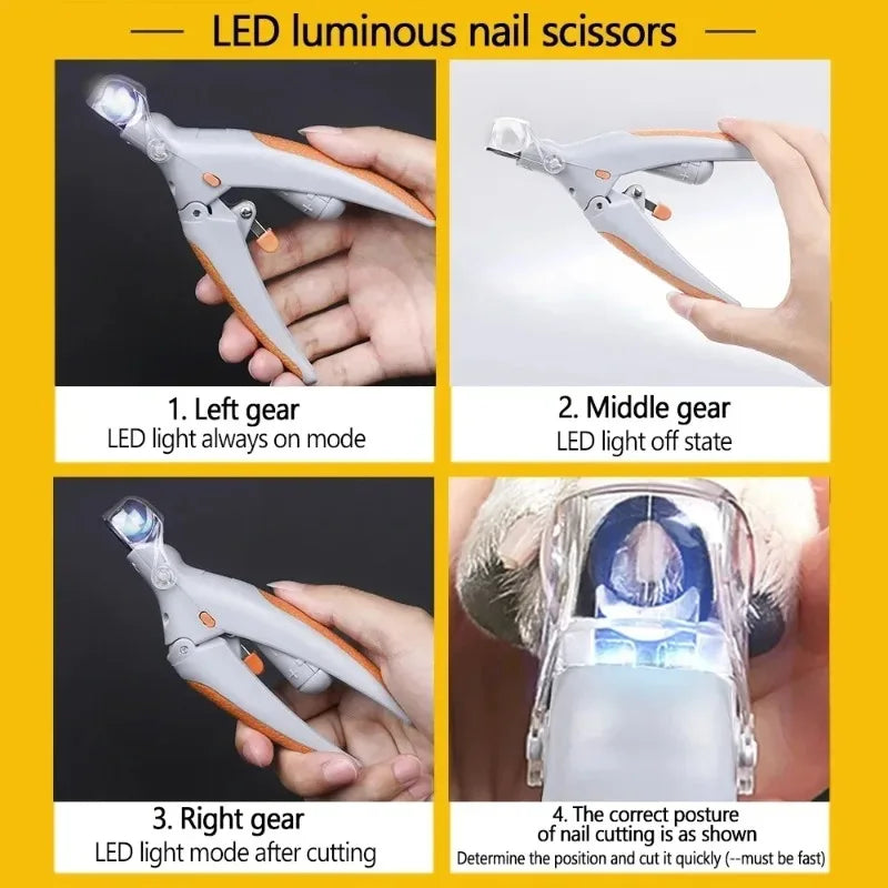 LED Pet Nail Clippers for Dogs & Cats – Safe Precision Grooming Scissors