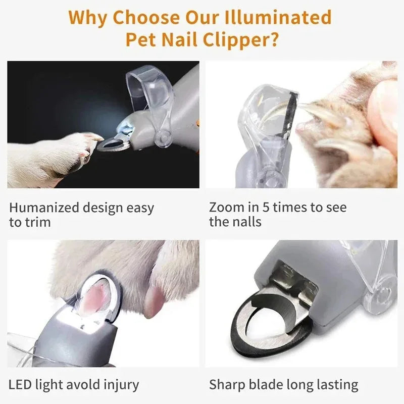 LED Pet Nail Clippers for Dogs & Cats – Safe Precision Grooming Scissors