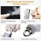LED Pet Nail Clippers for Dogs & Cats – Safe Precision Grooming Scissors
