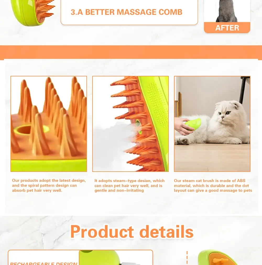 3-in-1 Pet Mist Grooming Brush – De-Shedding, Detangling & Massage for Dogs & Cats