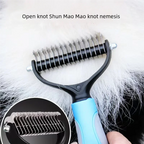 PawEase™ 2-in-1 Pet Deshedding & Dematting Brush – Double-Sided Stainless Steel Grooming Comb for Dogs & Cats