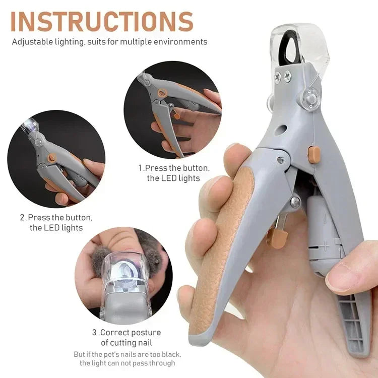 LED Pet Nail Clippers for Dogs & Cats – Safe Precision Grooming Scissors