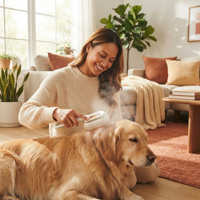 PawEase™ 3-in-1 Steam Pet Grooming Brush – Deshedding, Mist Spray & Massage Comb for Cats & Dogs - stellar-photo-guarantee