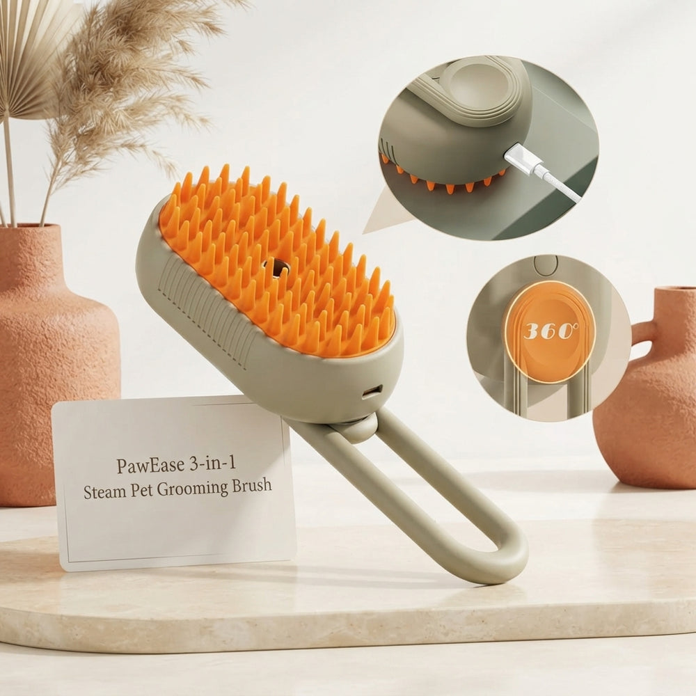 PawEase™ 3-in-1 Steam Pet Grooming Brush – Deshedding, Mist Spray & Massage Comb for Cats & Dogs - stellar-stats-with-image